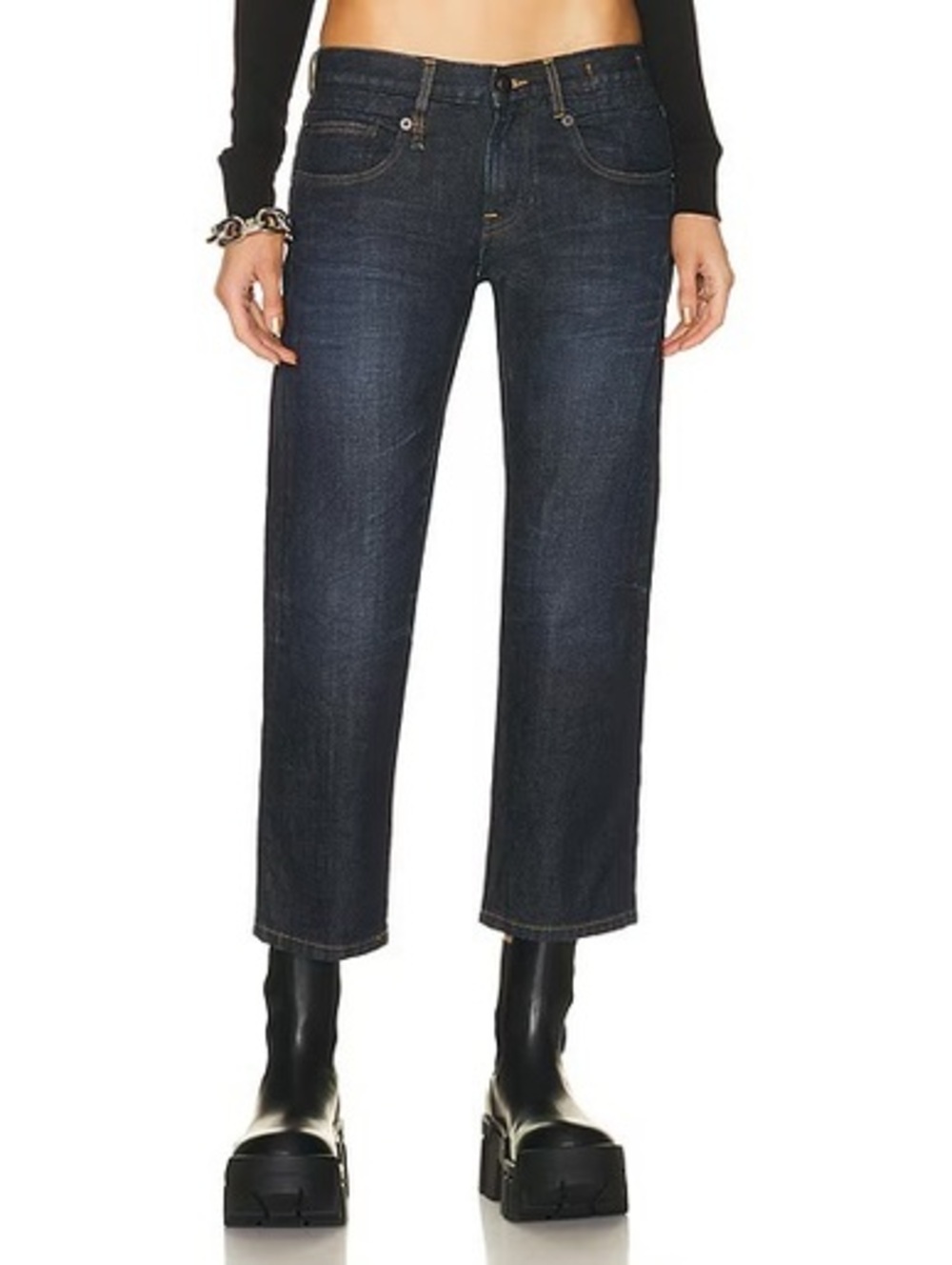 R13 Boy Straight Jeans 24 Lily Blue Cropped Low Rise Made in Italy NWT $525